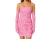 Miscreants London Cupid Mini Dress & Oprah Gloves In Pink Zebra In Multi