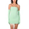 Miscreants London Cupid Mini Dress Opera Gloves In Mint Green In Green