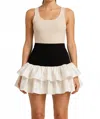 Miscreants London Ruffle Mini Skirt In Black/white In Multi