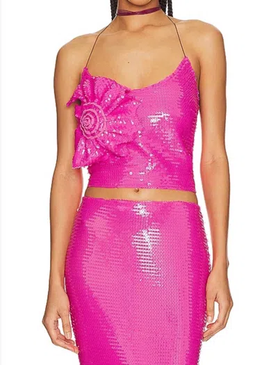 Miscreants London Sequin Harper Cami Top In Fuchsia Pink In Multi