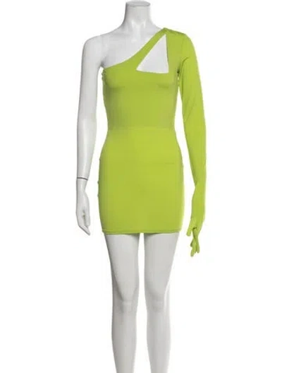 Pre-owned Miscreants One-shoulder Mini Dress In Green