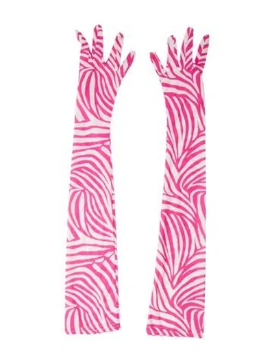 Pre-owned Miscreants Pattern Print Gloves In Pink