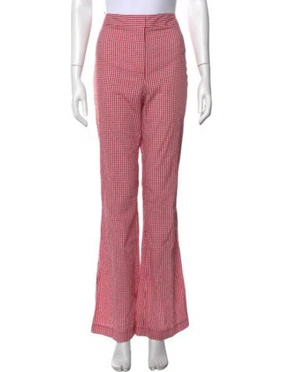 Pre-owned Miscreants Plaid Print Flared Pants In Pink/red