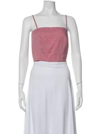 Pre-owned Miscreants Plaid Print Square Neckline Crop Top In Pink