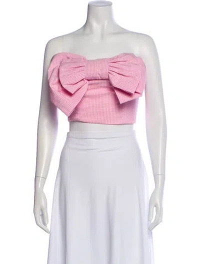 Pre-owned Miscreants Plaid Print Strapless Crop Top In Pink