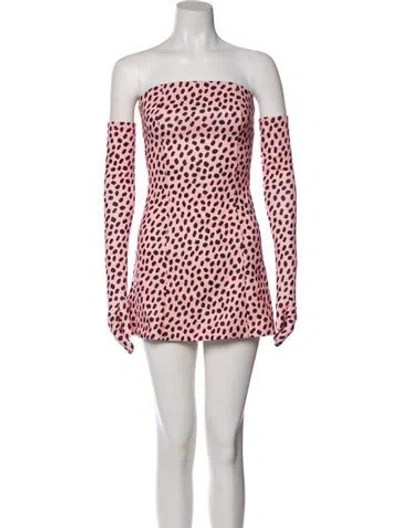 Pre-owned Miscreants Polka Dot Print Mini Dress In Pink