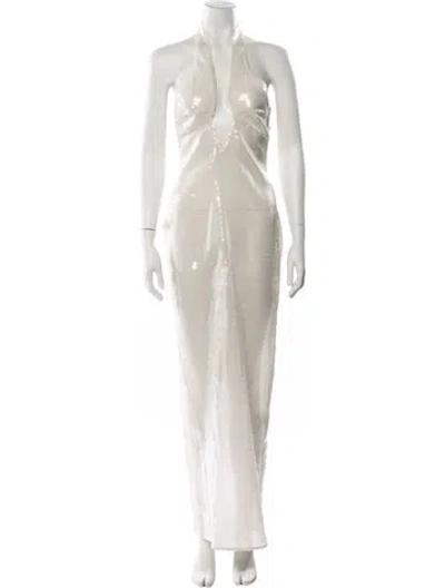 Pre-owned Miscreants Sequin Long Dress W/ Tags In Neutral