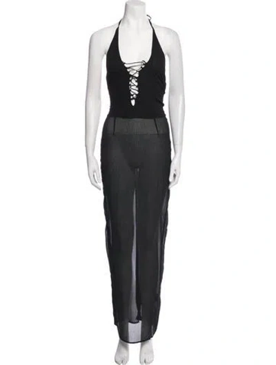 Pre-owned Miscreants Silk Long Dress In Black