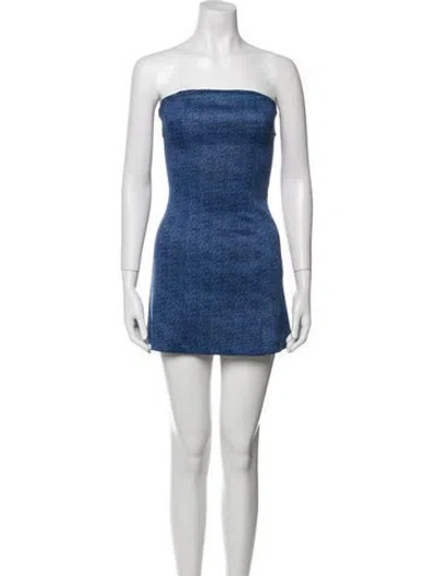 Pre-owned Miscreants Strapless Mini Dress In Blue