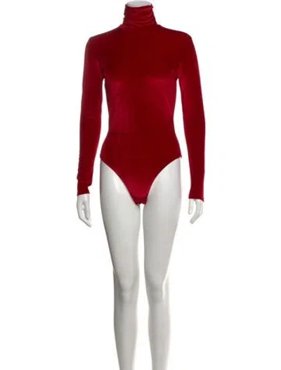 Pre-owned Miscreants Turtleneck Long Sleeve Bodysuit In Red
