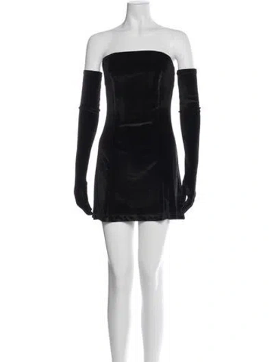 Pre-owned Miscreants Velvet Mini Dress In Black