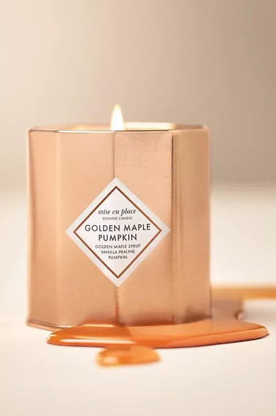 Mise En Place By Anthropologie Mise En Place Gourmand Golden Maple Pumpkin Metal Tin Candle In Orange