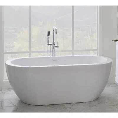 Miseno 67" Free Standing Acrylic Soaking Tub With Center Drain - Drain Included