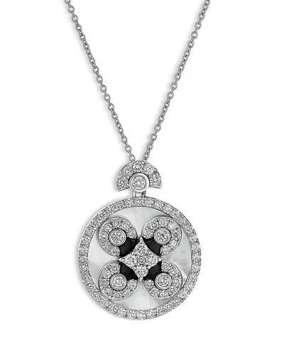Miseno Jewelry 18k White Gold Baia Mother Of Pearl, Onyx, & Diamond Pendant Necklace, 16-18