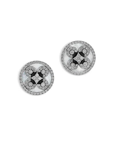 Miseno Jewelry 18k White Gold Baia Mother Of Pearl, Onyx, & Diamond Stud Earrings