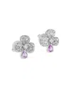 Miseno Jewelry 18k White Gold Diamond & Pink Sapphire Clover Earrings In Metallic