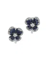 Miseno Jewelry 18k White Gold Ischia Ombre Clover Blue Sapphire & Diamond Stud Earrings In White