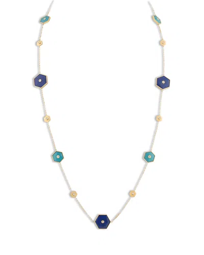 Miseno Jewelry 18k Yellow Gold Baia Necklace With Diamonds, Lapis & Turquoise, 32 In Multi