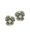 Miseno Jewelry 18k Yellow Gold Ischia Ombre Clover Tsavorite & Diamond Stud Earrings In Gold