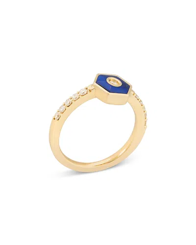 Miseno Jewelry Diamond & Lapis Baia Stackable Ring In 18k Yellow Gold
