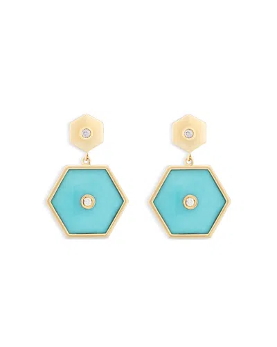 Miseno Jewelry Diamond & Turquoise Baia Earrings In 18k Yellow Gold In Multi