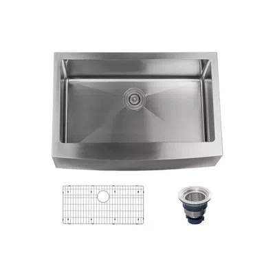 Miseno Stainless Steel 30" L X 21" W Farmhouse Kitchen Sink With Apron Front In Satin Stainless Steel