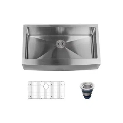 Miseno Stainless Steel 36" L X 21" W Farmhouse Kitchen Sink With Apron In Satin Stainless Steel