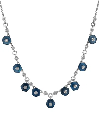 Miseno Women's Baia 18k White Gold, 0.65 Tcw Diamond & London Blue Topaz Charm Necklace