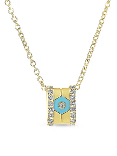 Miseno Women's Baia 18k Yellow Gold, 0.37 Tcw Diamond & Turquoise Pendant Necklace