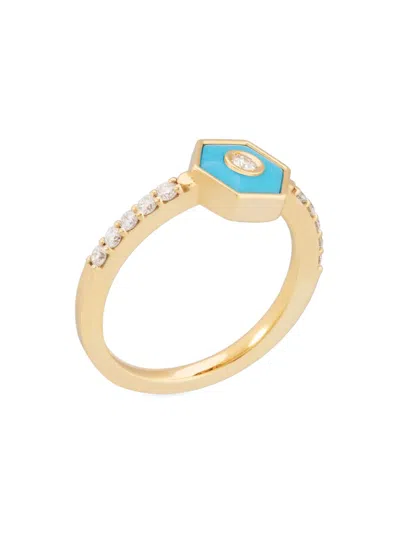 Miseno Women's Baia 18k Yellow Gold, Turquoise & 0.39 Tcw Diamond Ring