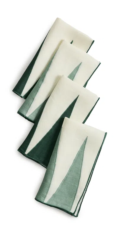Misette Backgammon Linen Napkins 4 Pack Green