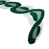 Misette Bauhaus Embroidered Linen Table Runner In Green