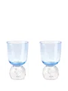 Misette Bubble-base Glass Tumbler (set Of Two) In Blue