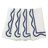 Misette Set-of-four Colorblock Embroidered Linen Napkins In Blue