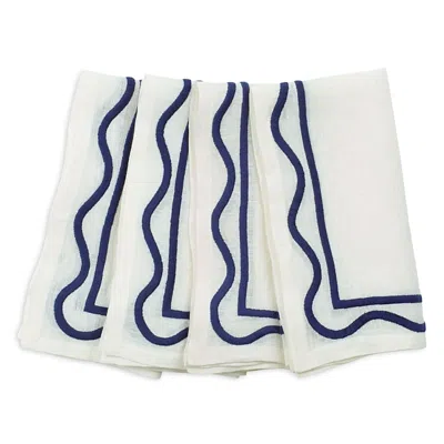 MISETTE COLORBLOCK EMBROIDERED LINEN NAPKINS, SET OF 4