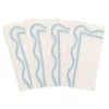 Misette Scalloped Embroidery Linen Napkins Set Of 4 In Blue