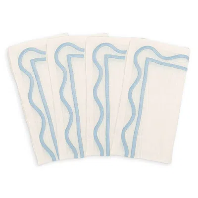 MISETTE COLORBLOCK EMBROIDERED LINEN NAPKINS, SET OF 4