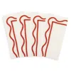 Misette Scalloped Embroidery Linen Napkins Set Of 4 In Red