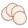 Misette Colorblock Embroidered Linen Placemats, Set Of 4 In Red