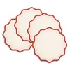Misette Colorblock Embroidered Linen Placemats, Set Of 4 In Red