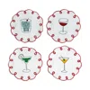 Misette Set-of-four Fête Embroidered Linen Coasters In Multi