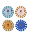 Misette Embroidered Linen Coasters Set Of 4 In Jardin Multicolor