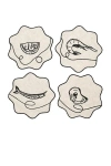 Misette Embroidered Linen Coasters Set Of 4 In Line Drawing