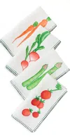Misette Embroidered Linen Napkins Set Green In Green