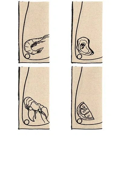 Misette Embroidered Linen Napkins Set Of 4 In Line Drawing