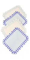 Misette Embroidered Linen Placemats Set Of 4 Blue In Blue