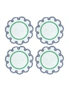 Misette Embroidered Linen Placemats Set Of 4 In Blue & Green
