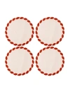 Misette Embroidered Linen Placemats Set Of 4 In Weave Red