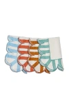Misette Embroidered Linen Scalloped Stripe Napkins Set Of 4 In Natural & Multicolor