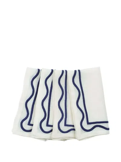 Misette Embroidered Scalloped Napkins (set Of Four) In White